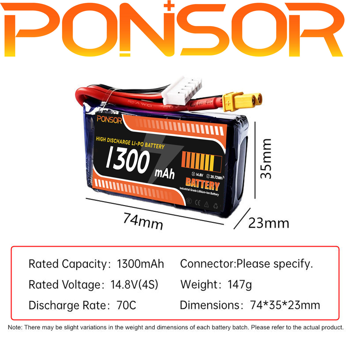 Drone High discharge Li-po battery 1300mAh 2S 3S 4S 6S