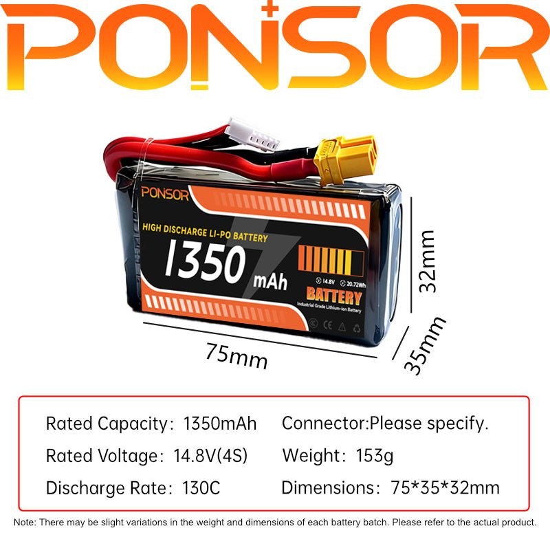 Drone High discharge Li-po battery 1350mAh 2S 3S 4S 6S