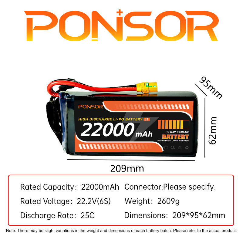6S/12S 22000mAh Solid-state lithium battery pack